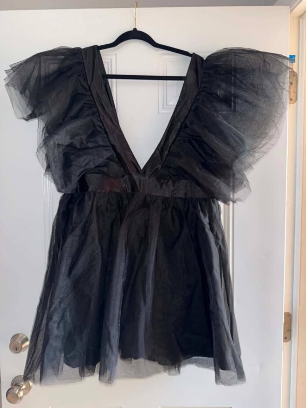 3X Formal DEEP V Neck Tulle Mini Dress